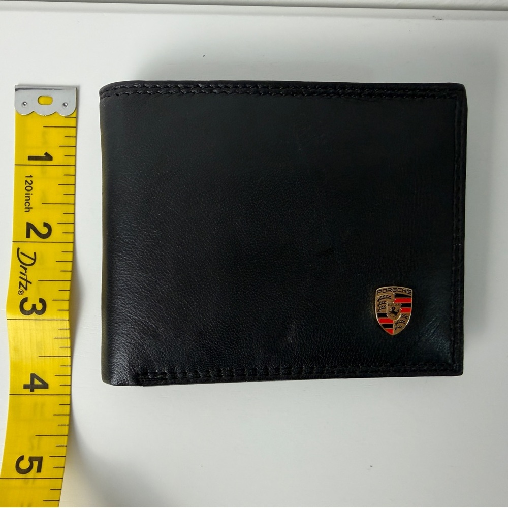 Porsche Design Black Leather Bifold Wallet RFID Blocking Crest Logo Men’s - Picture 8 of 12